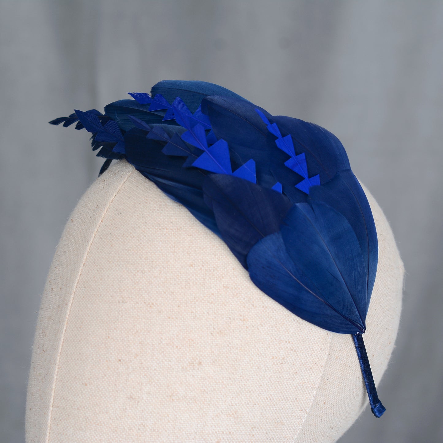 Navy Blue Feather Fascinator Headband No.002