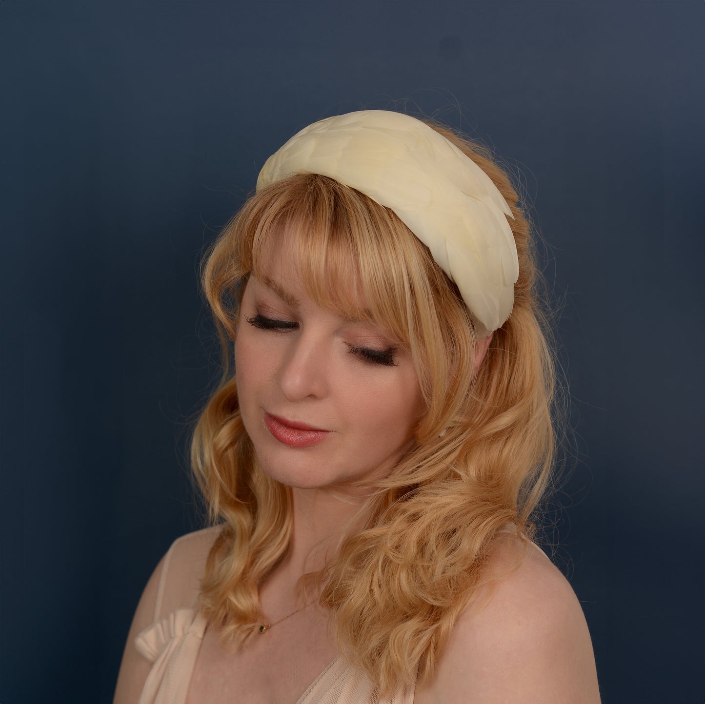 Luxury Ivory Goose Feather Bandeau Headband Fascinator