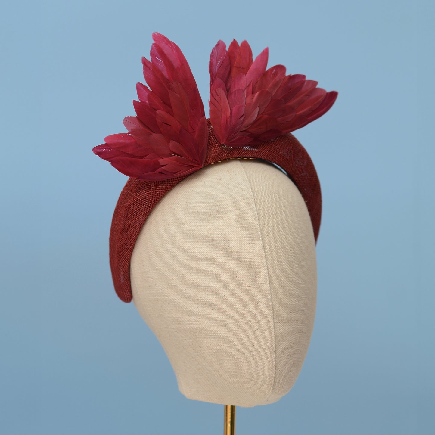 Bird Wing Claret Burgundy Halo Bandeau Fascinator Headband