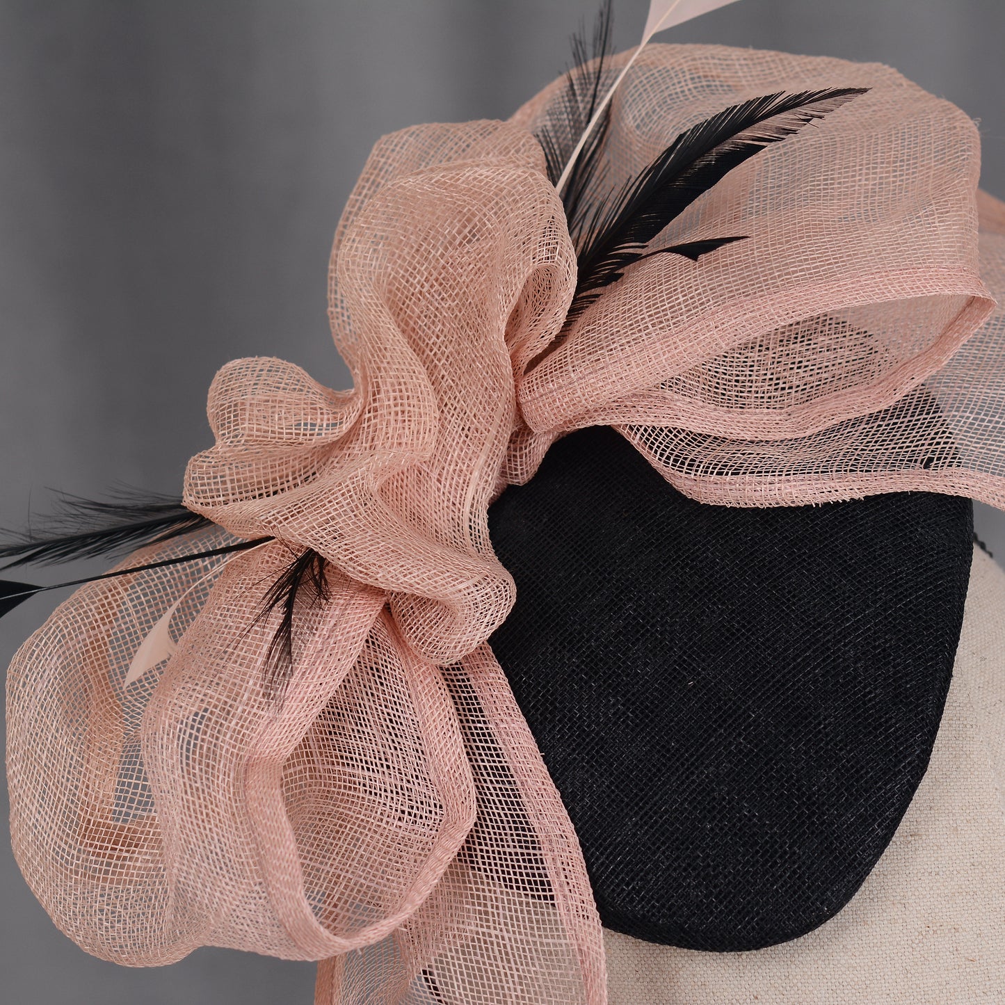 Giant Bow Black and Pink Side Perching Beret Hat Fascinator