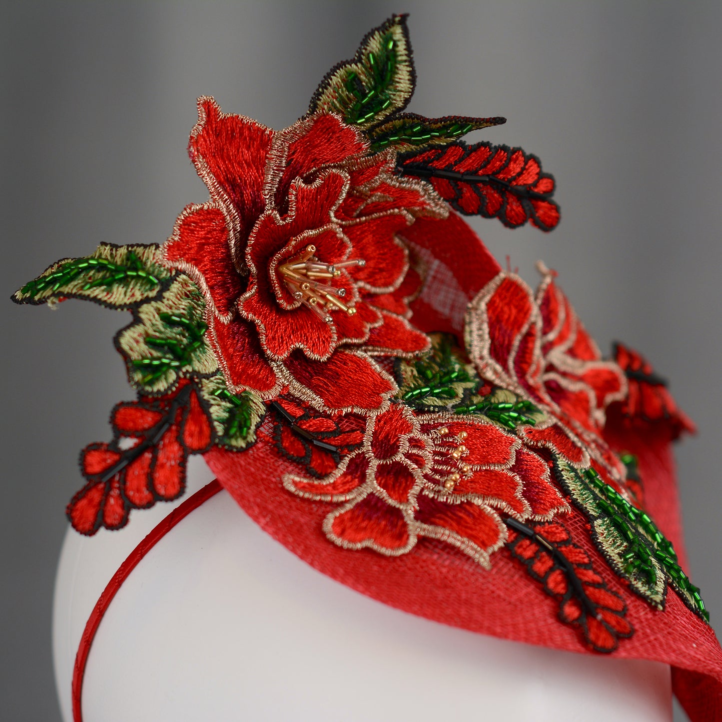 Red Beaded Lace Percher