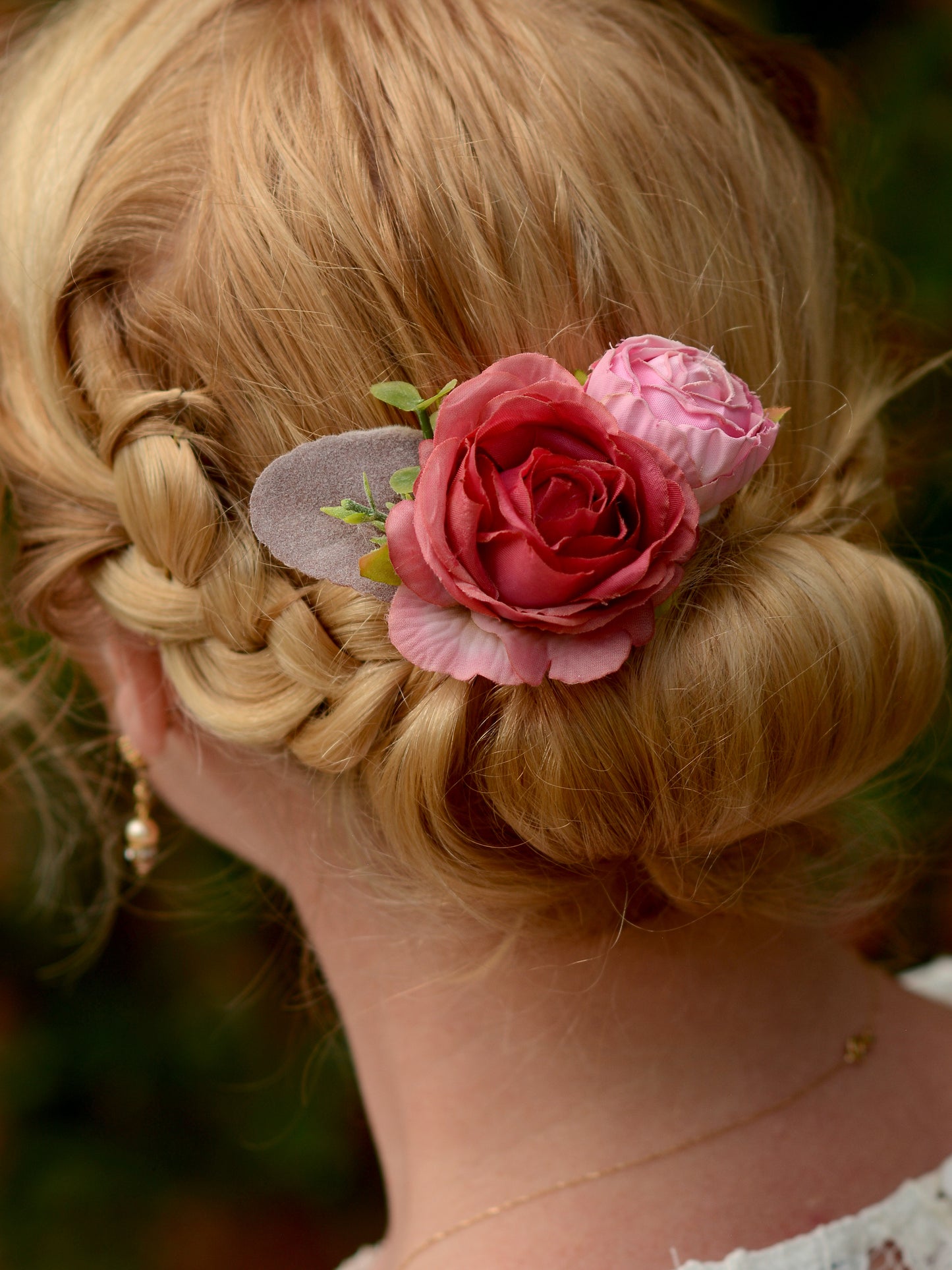 Lipstick Pink Rose Flower Hair Clip
