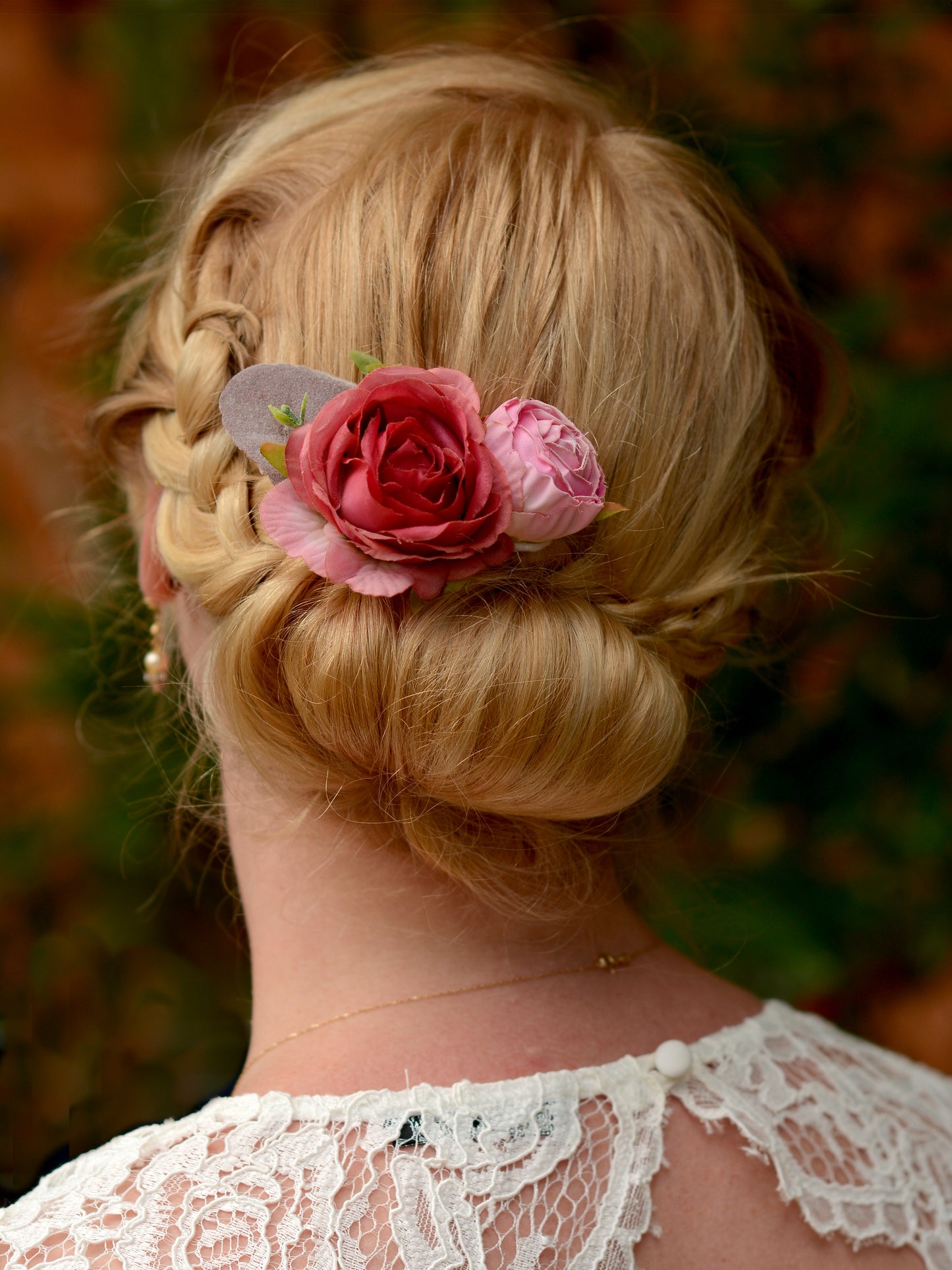 Lipstick Pink Rose Flower Hair Clip