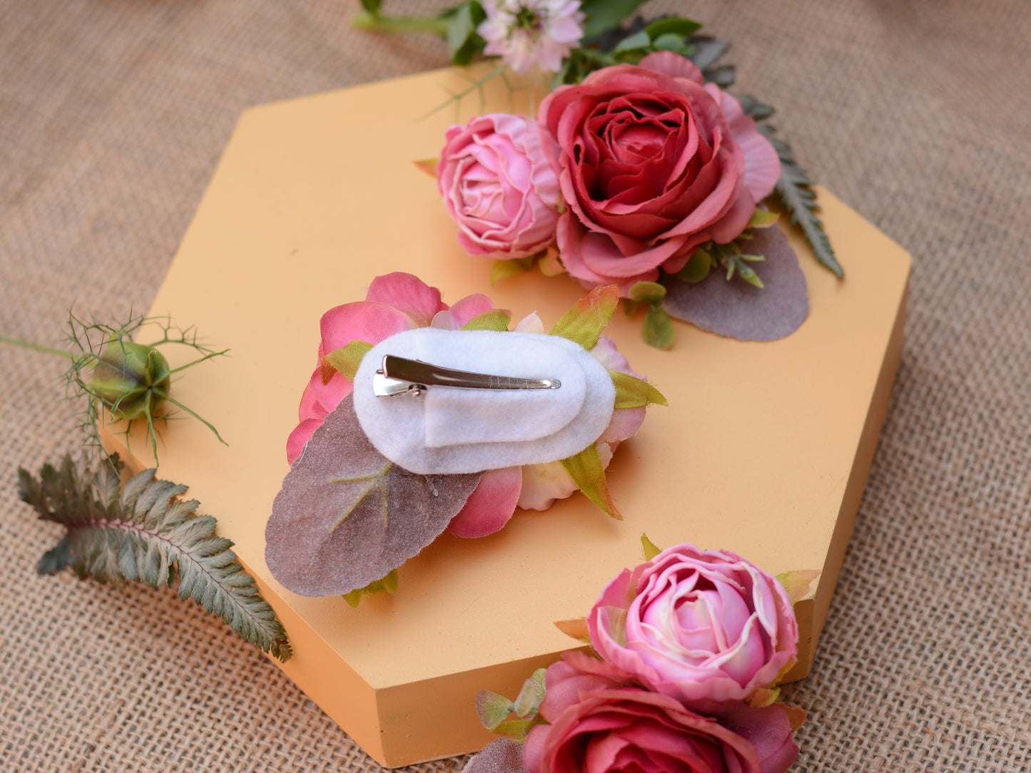 Lipstick Pink Rose Flower Hair Clip