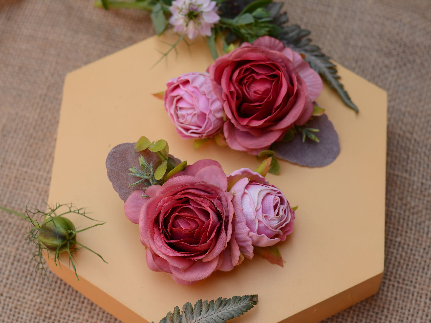 Lipstick Pink Rose Flower Hair Clip