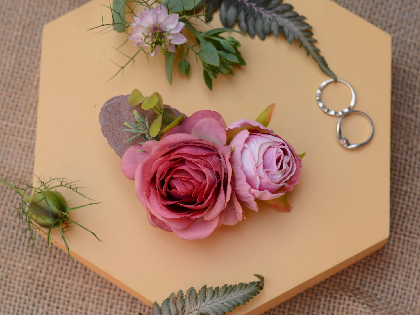 Lipstick Pink Rose Flower Hair Clip
