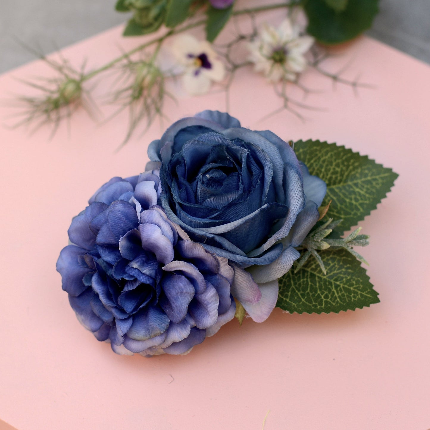 Blue Rose Hair Clip