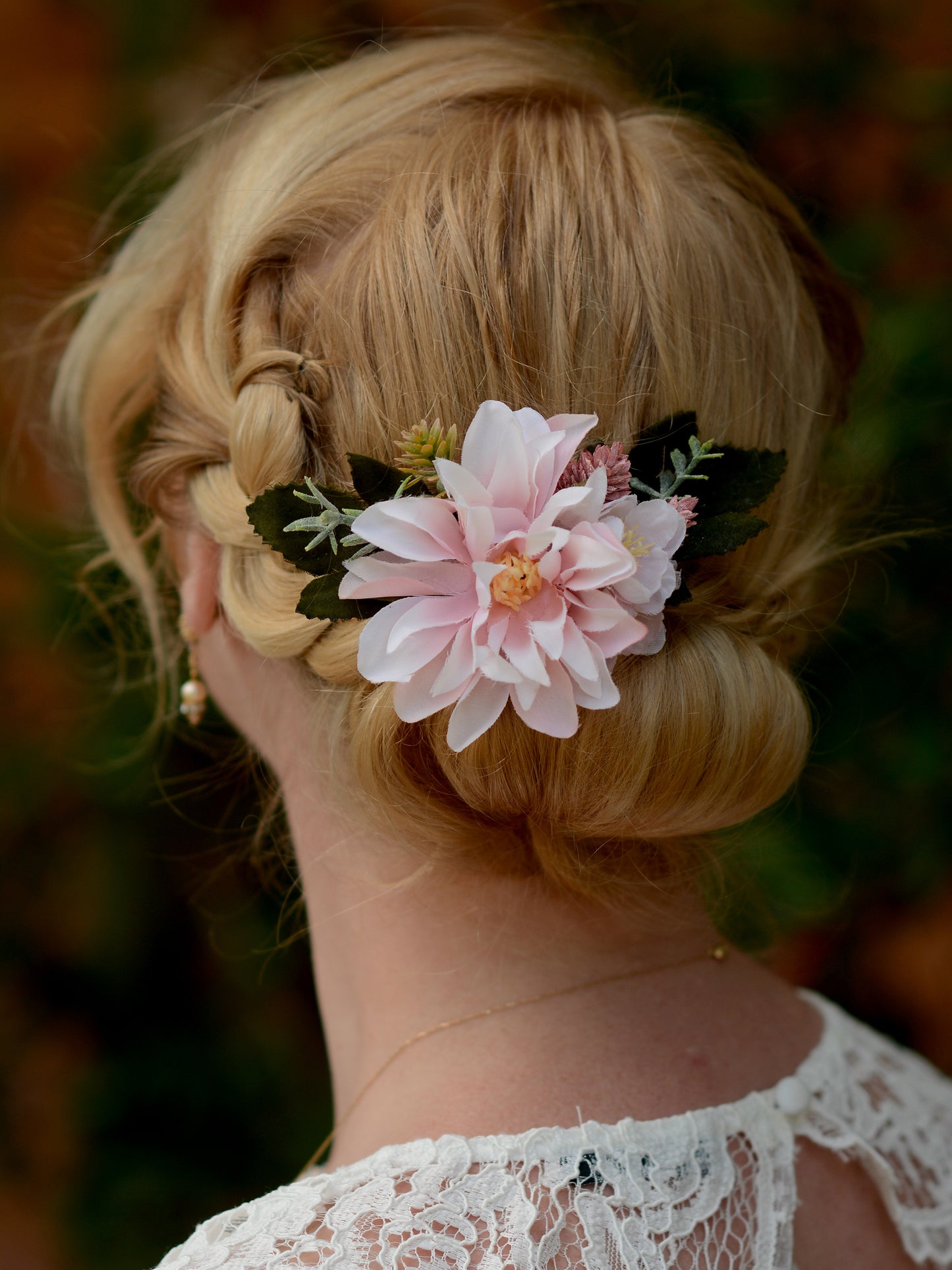 Blush Pink Dahlia Flower Hair Clip