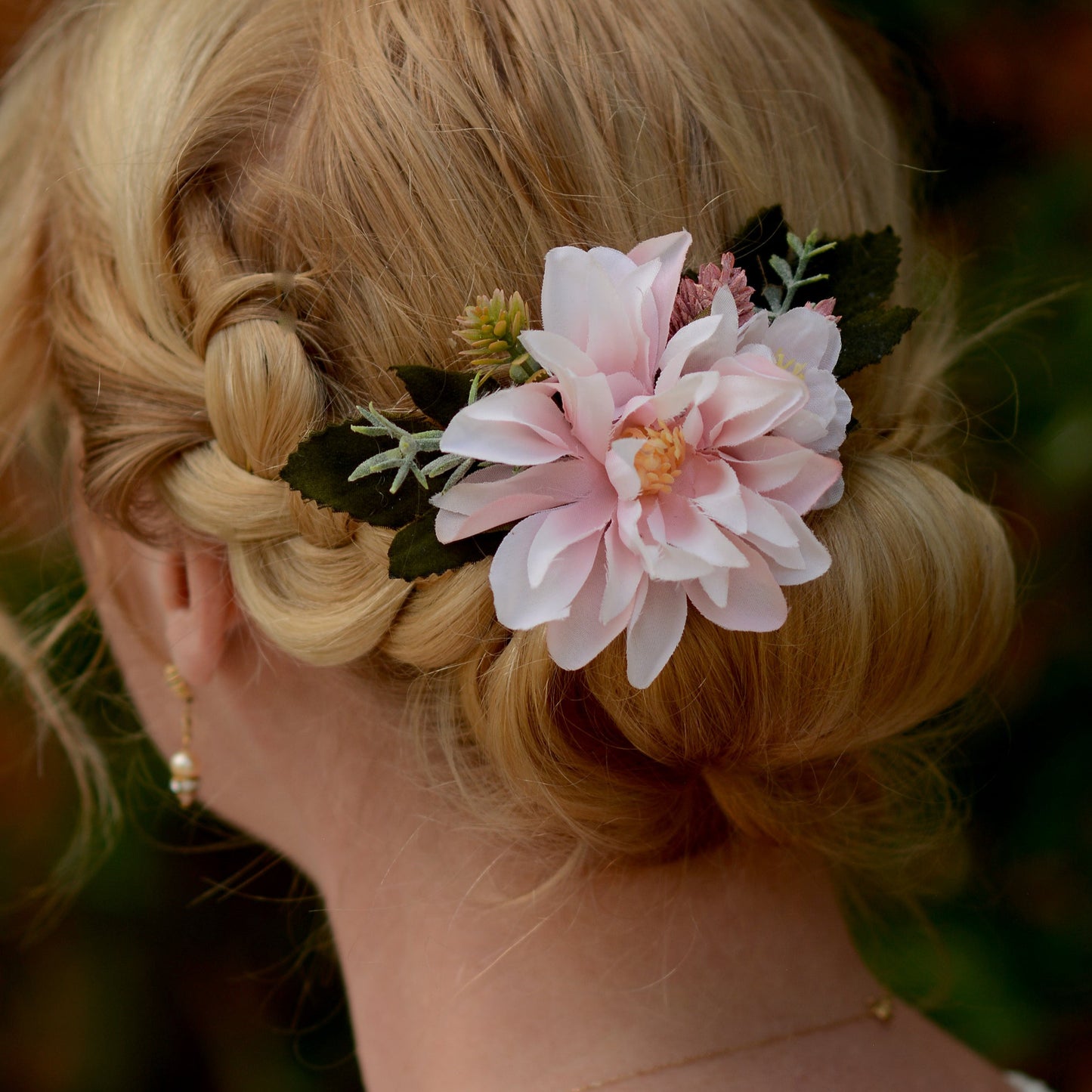 Blush Pink Dahlia Flower Hair Clip