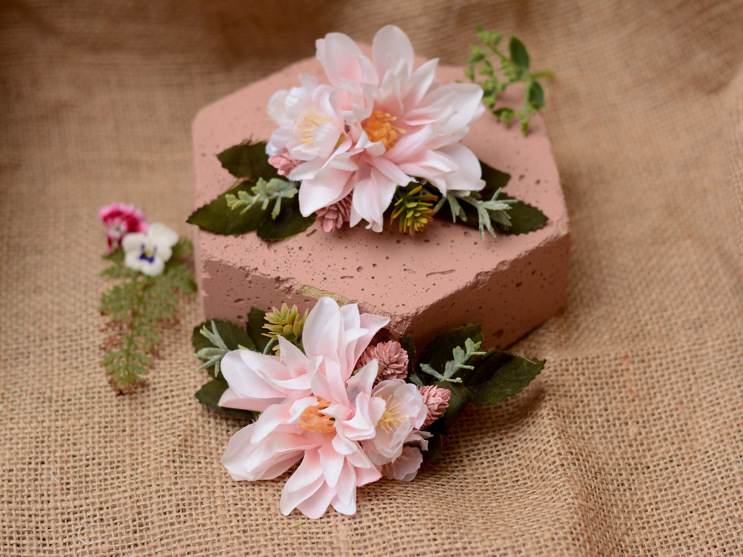 Blush Pink Dahlia Flower Hair Clip
