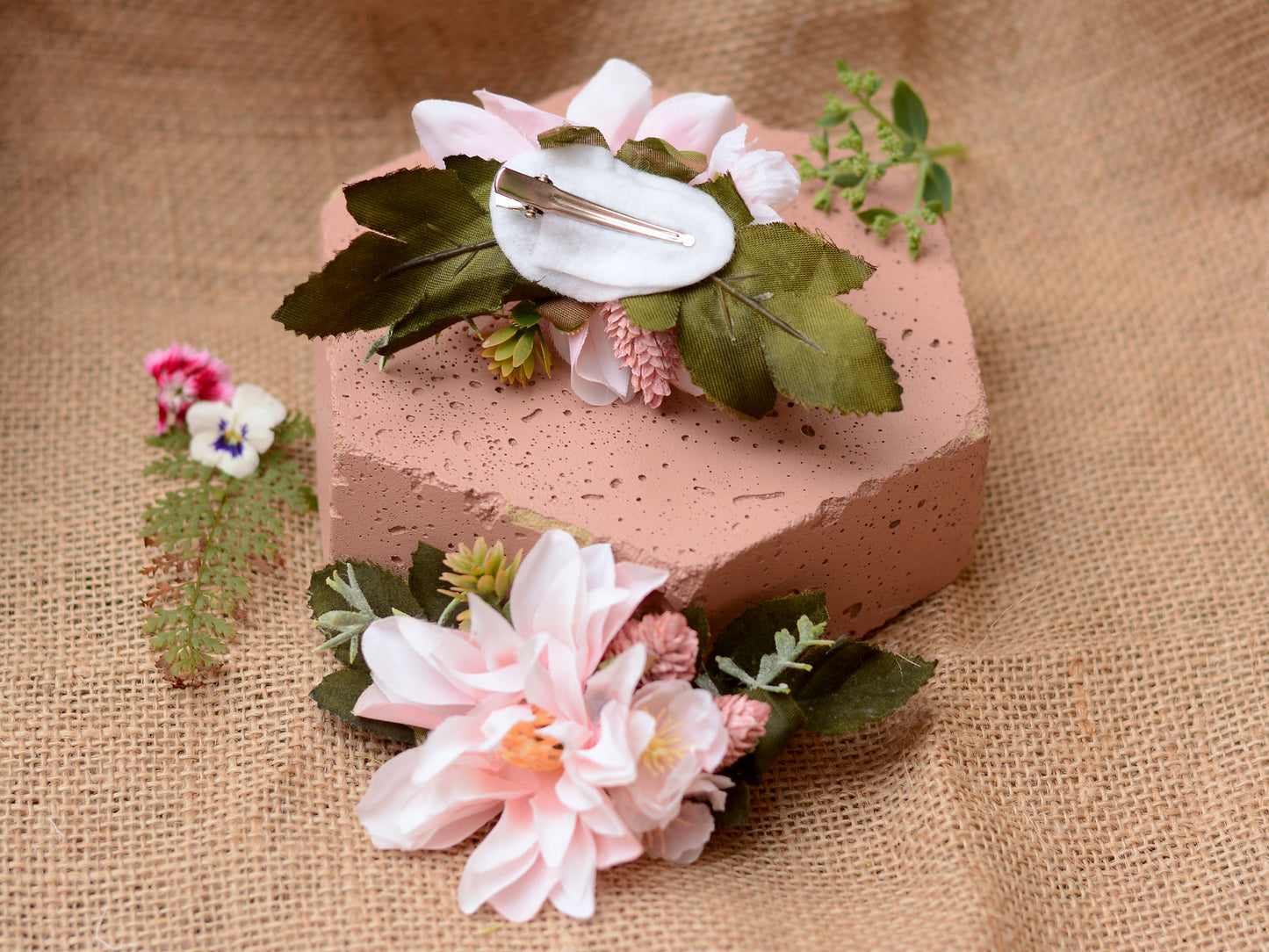 Blush Pink Dahlia Flower Hair Clip