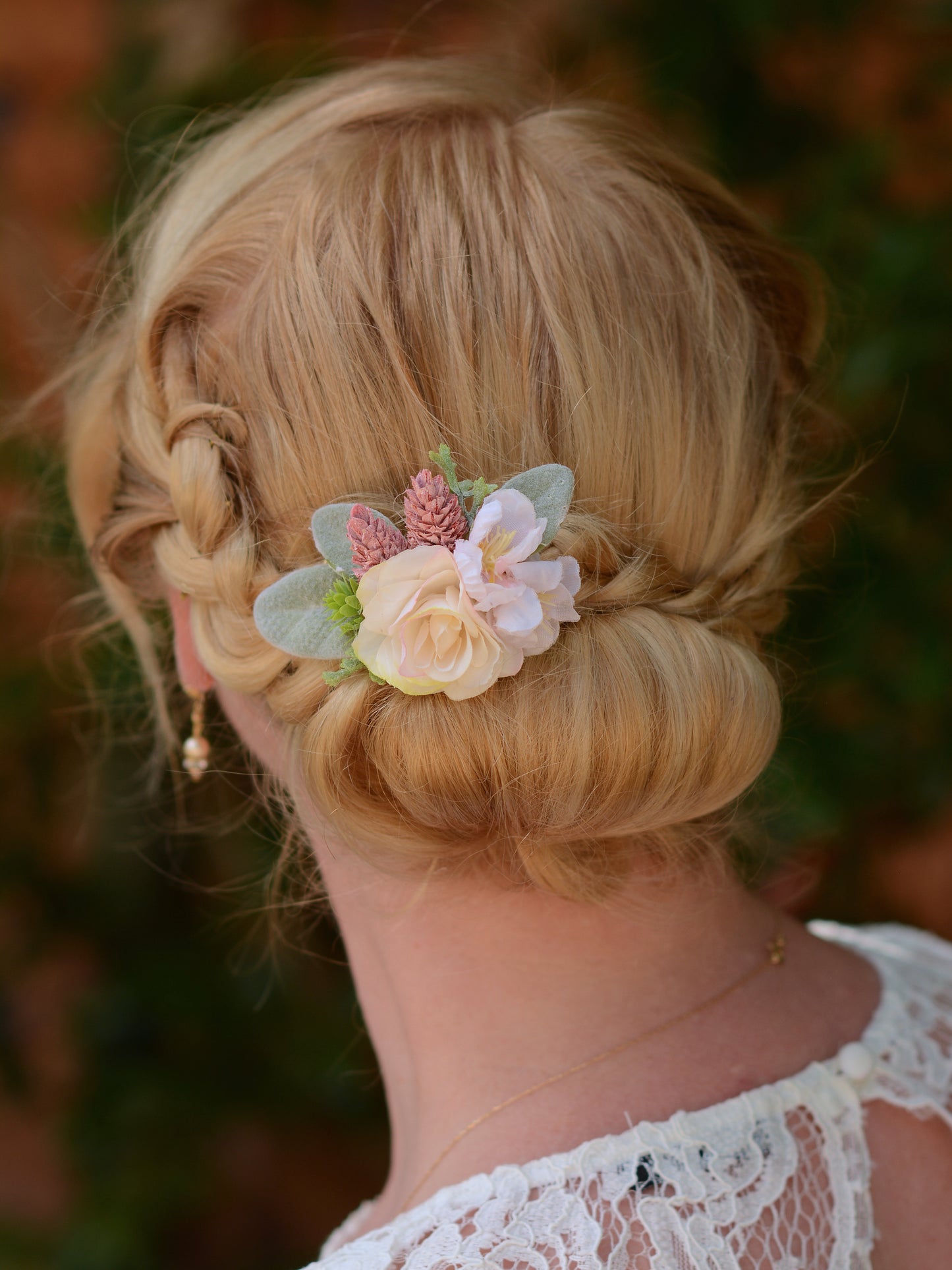 Rose Flower Hair Clip in Pink and White