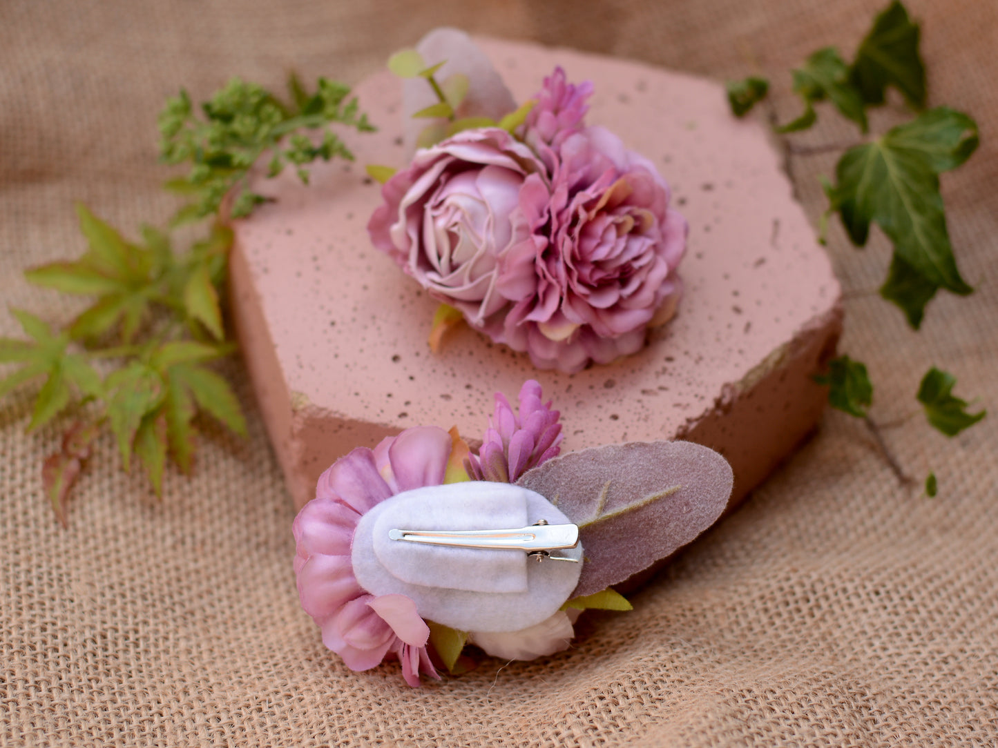 Floral Hair Clip in Lavender Purple