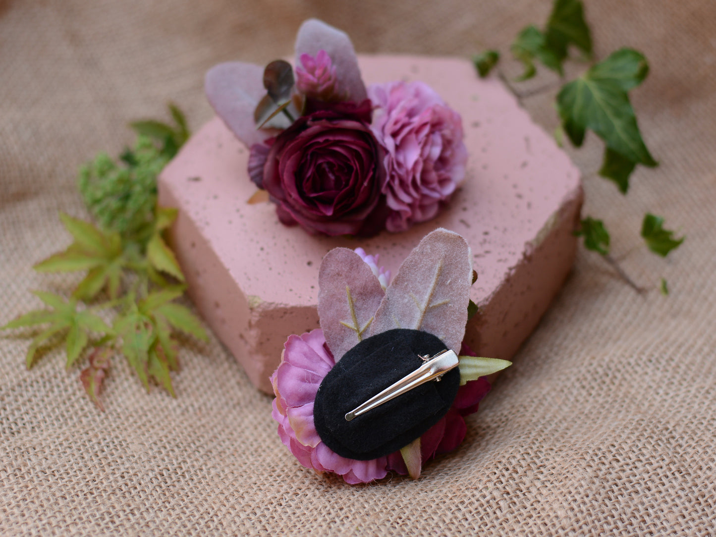 Deep Purple Flower Hair Clip No.205