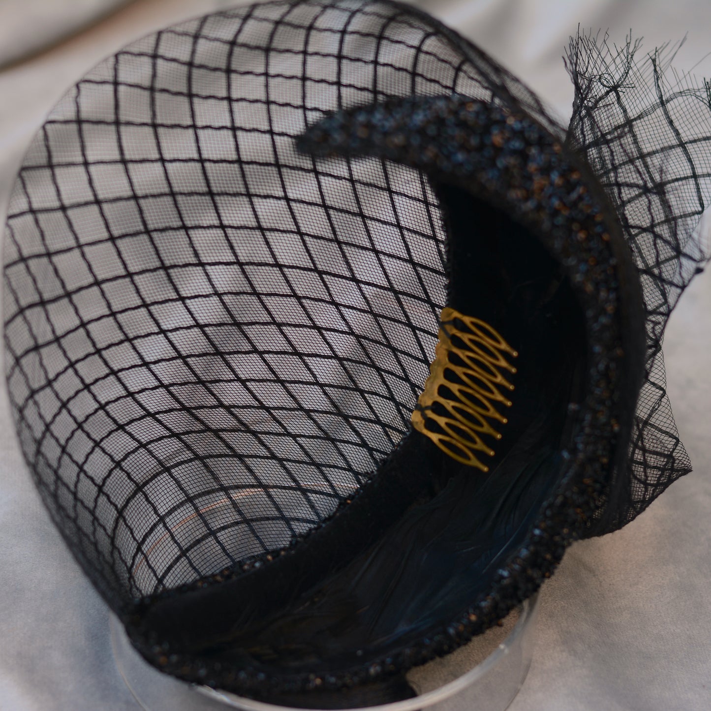 The Countess - Black Sweeping Veiled Headband Headpiece