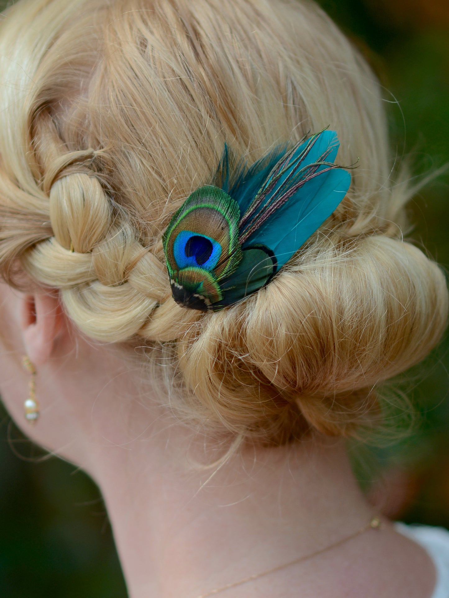 Teal and Peacock Feather Hair Clip Fascinator No.2
