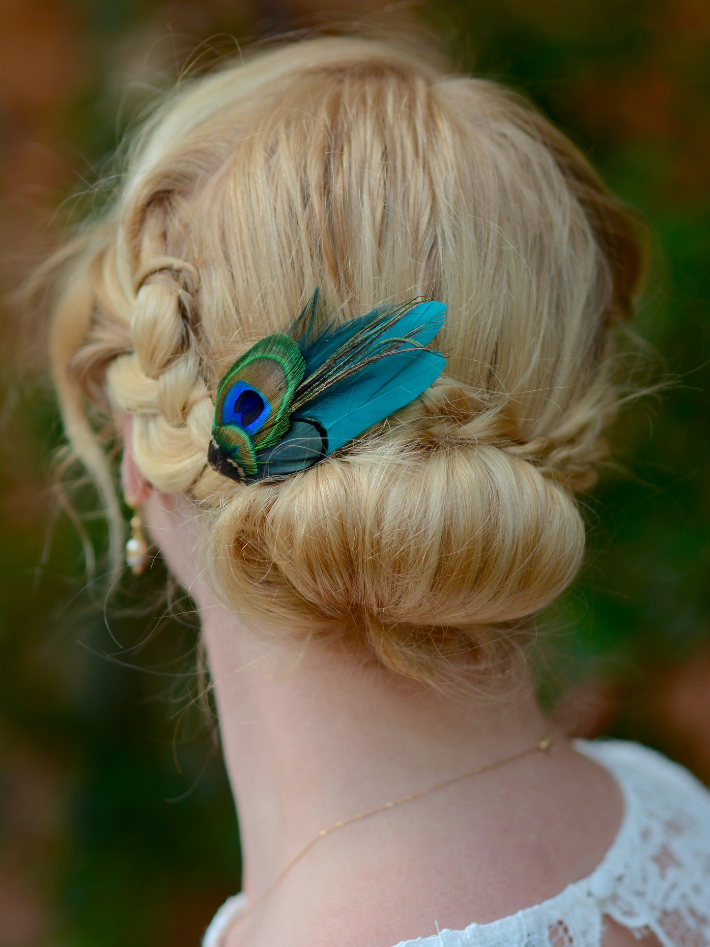 Teal and Peacock Feather Hair Clip Fascinator No.2