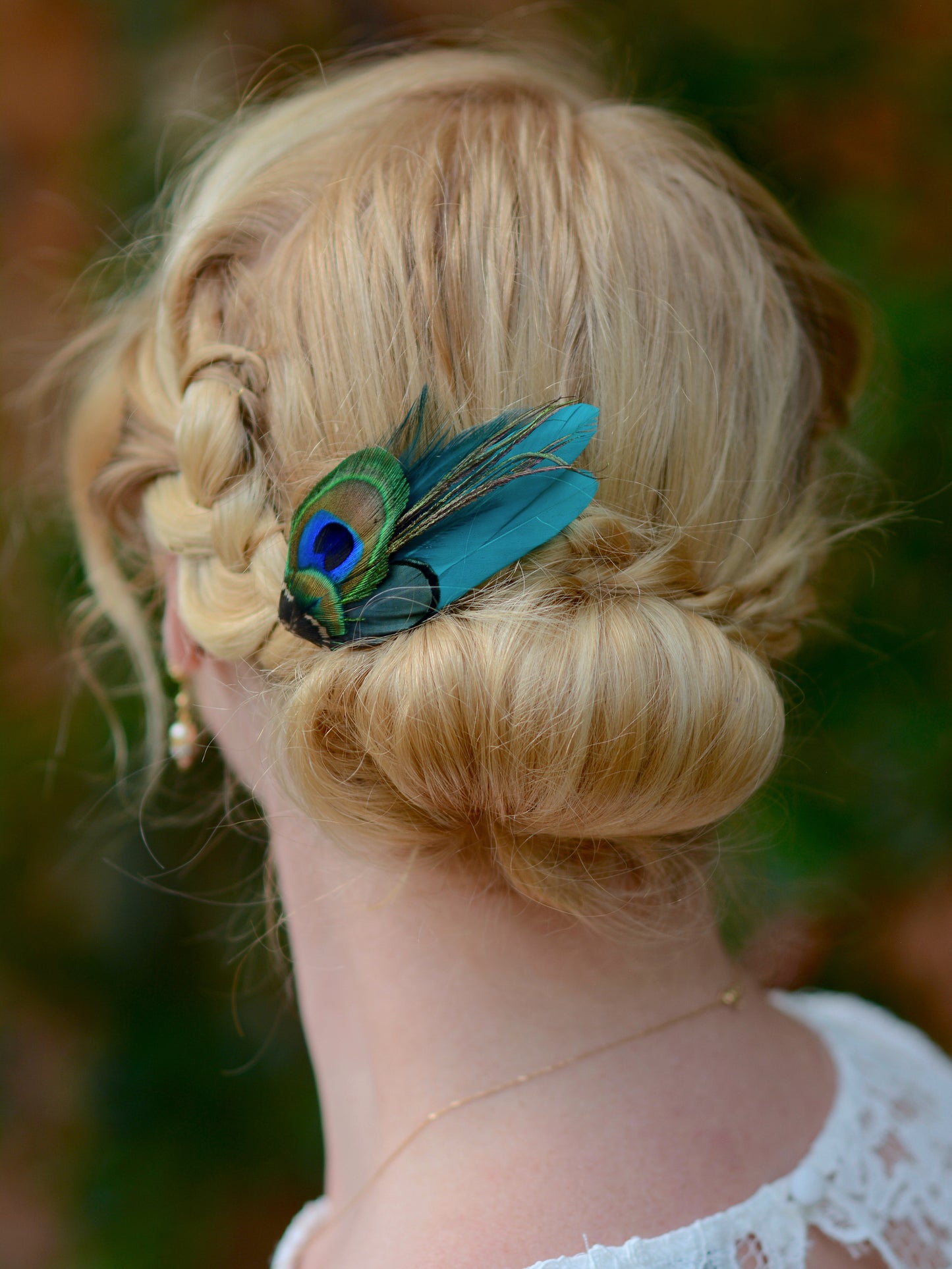 Small Peacock Feather Hair Clip in Teal, Green, Navy or Black No.002