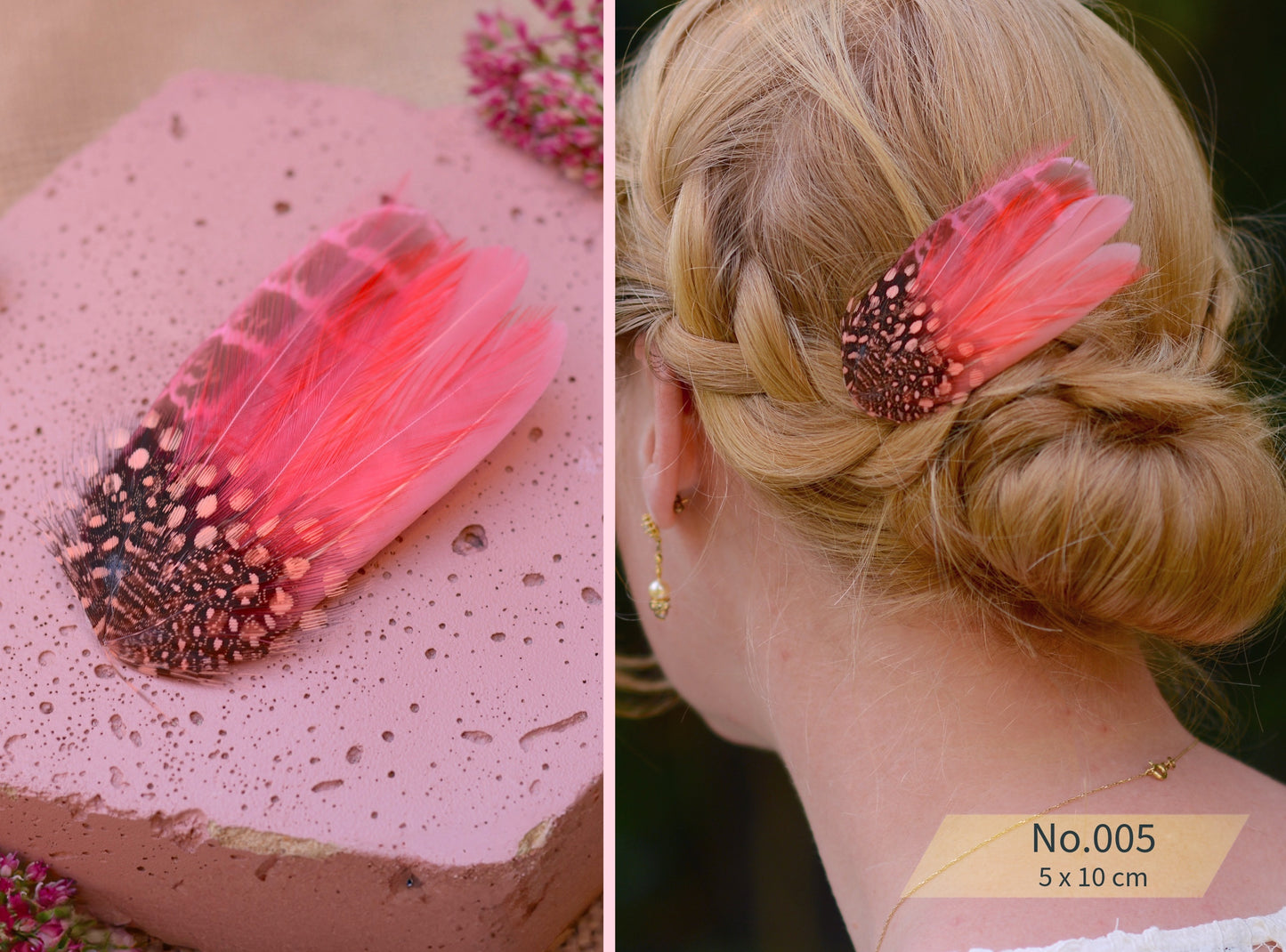 Pink Feather Hair Clips