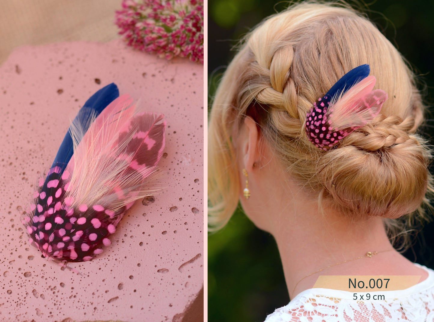 Pink Feather Hair Clips