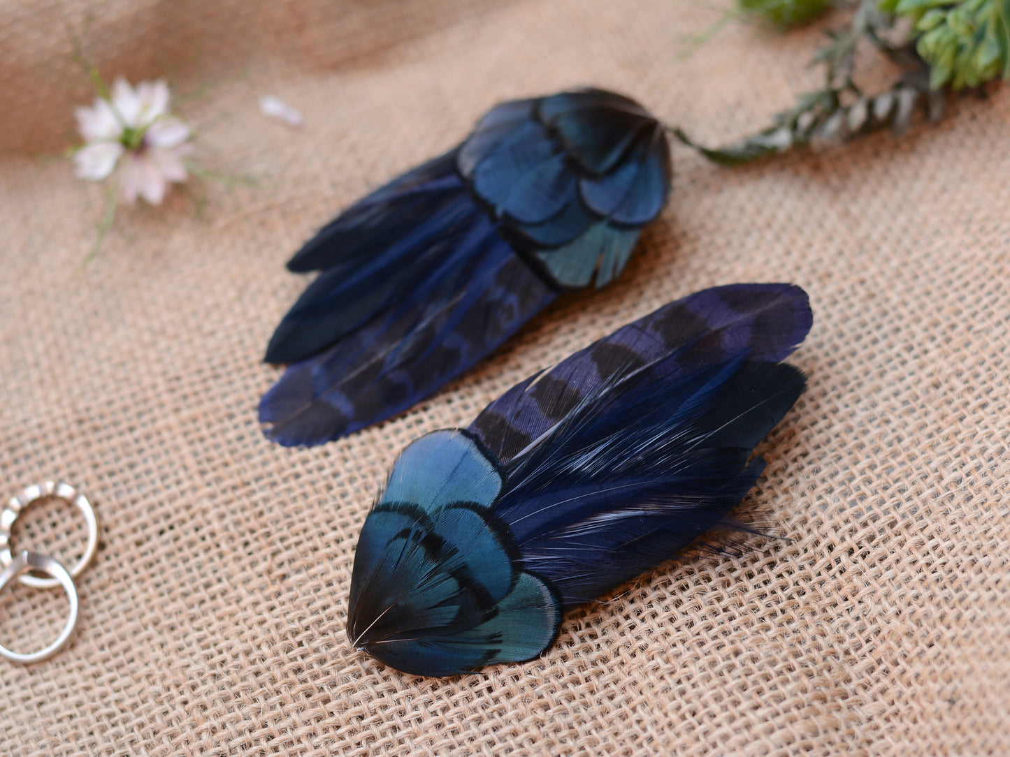 Navy Blue Pheasant Feather Hair Clip Fascinator No.18