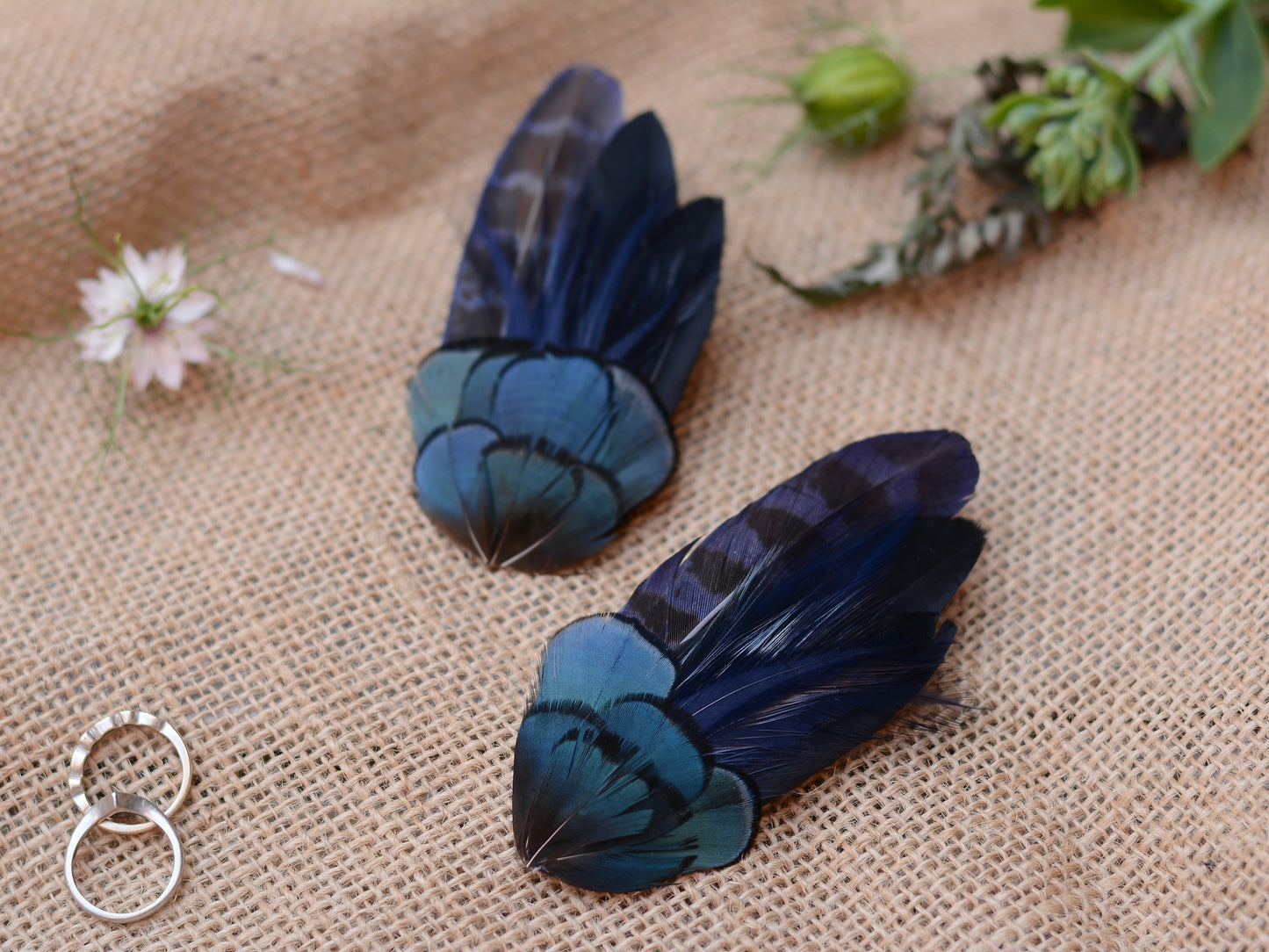 Navy Blue Pheasant Feather Hair Clip Fascinator No.18
