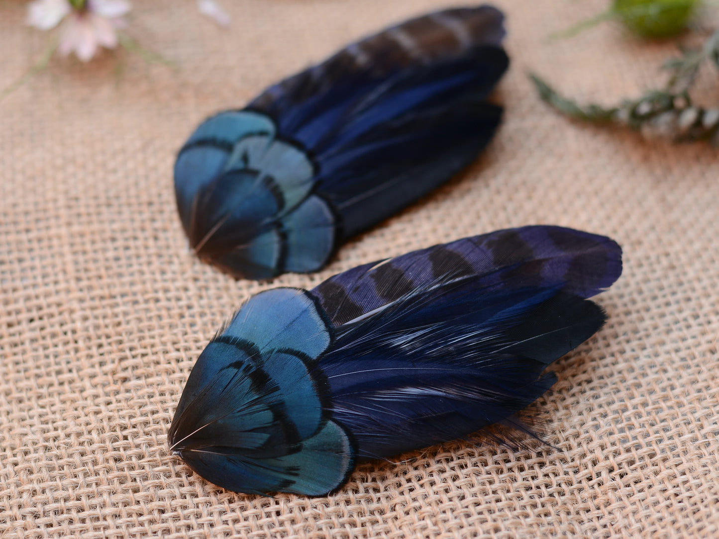 Navy Blue Pheasant Feather Hair Clip Fascinator No.18