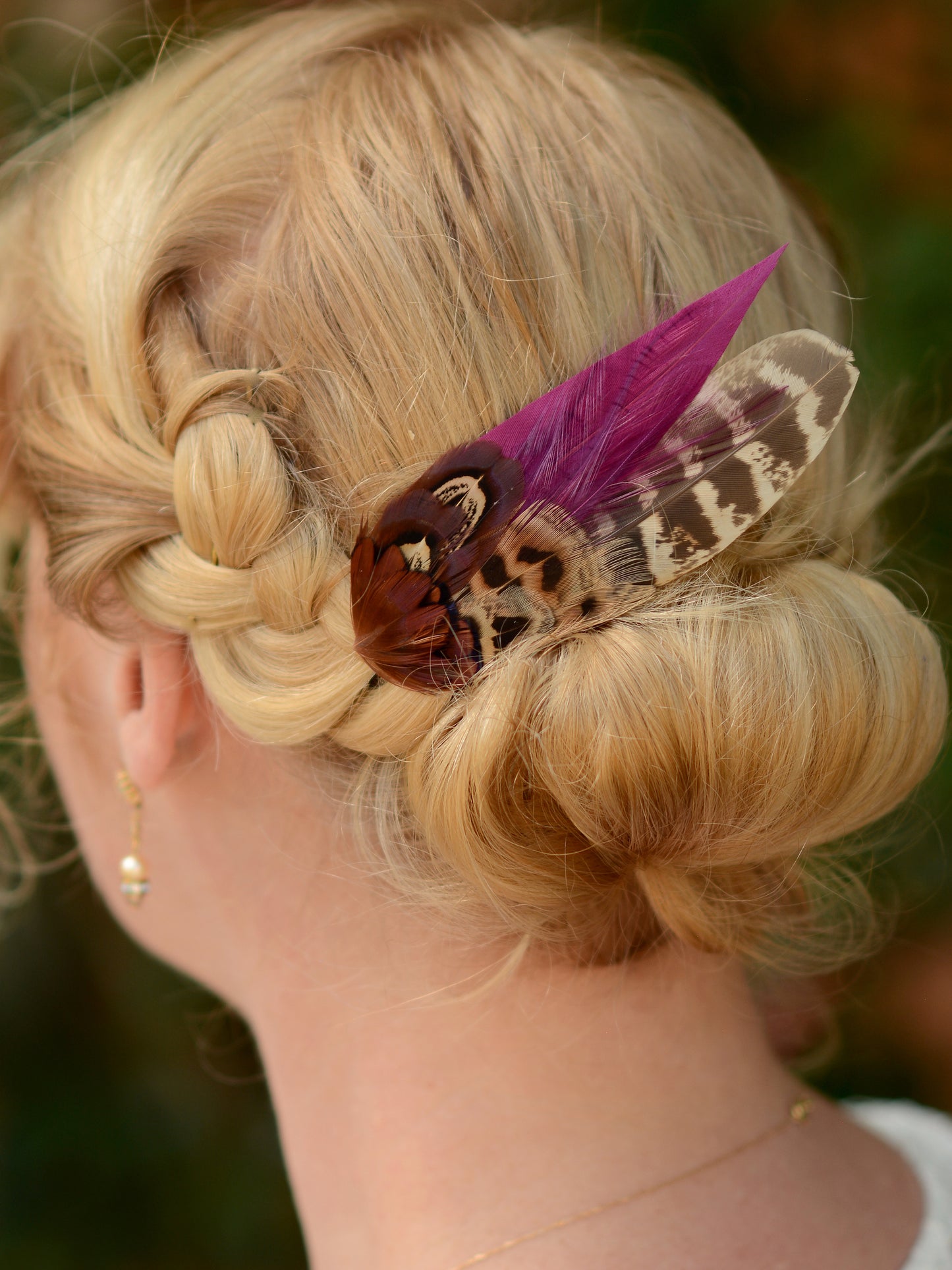 Plum Purple and Pheasant Feather Hair Clip