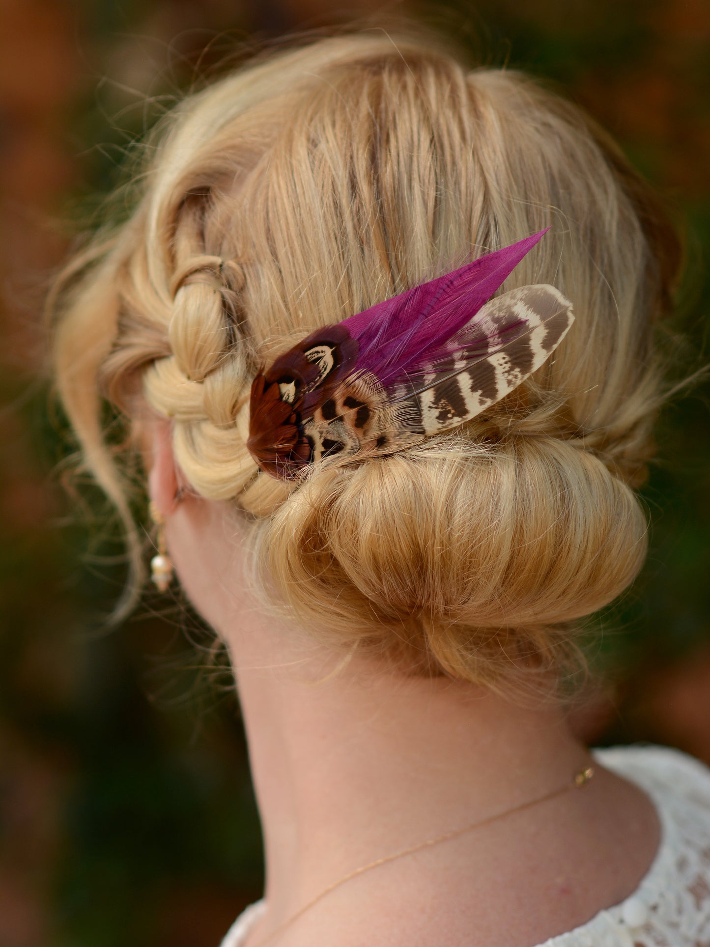 Plum Purple and Pheasant Feather Hair Clip