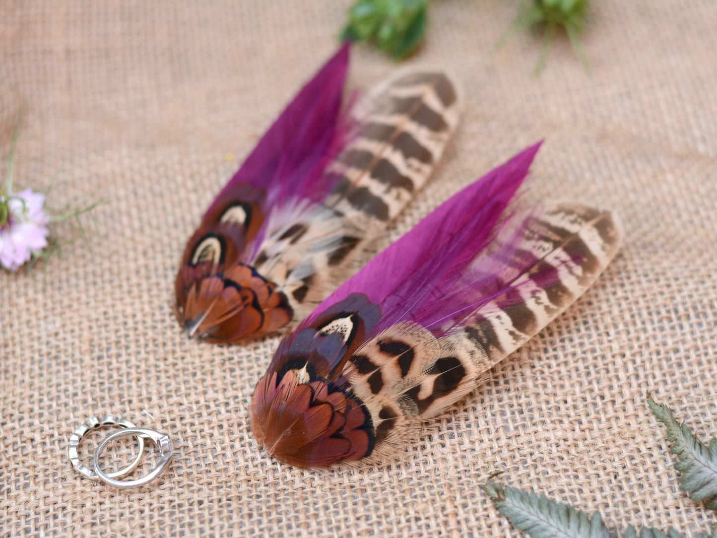 Plum Purple and Pheasant Feather Hair Clip