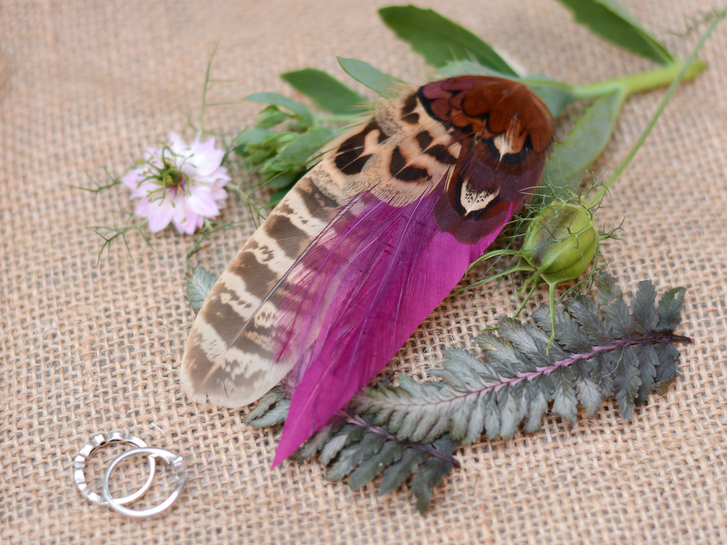Plum Purple and Pheasant Feather Hair Clip