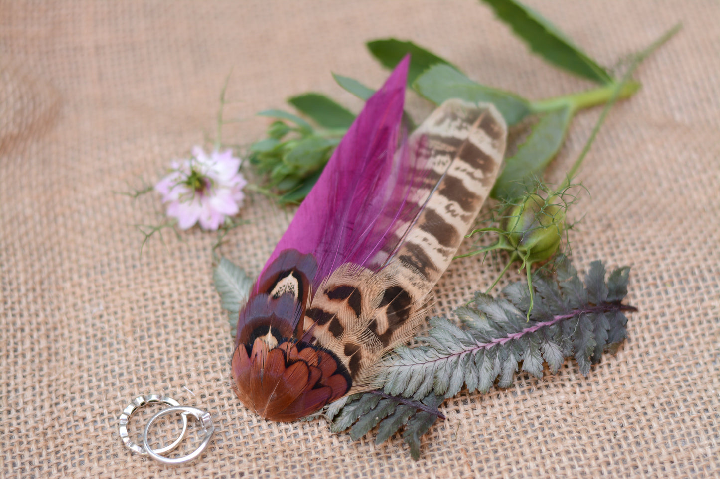 Plum Purple and Pheasant Feather Hair Clip