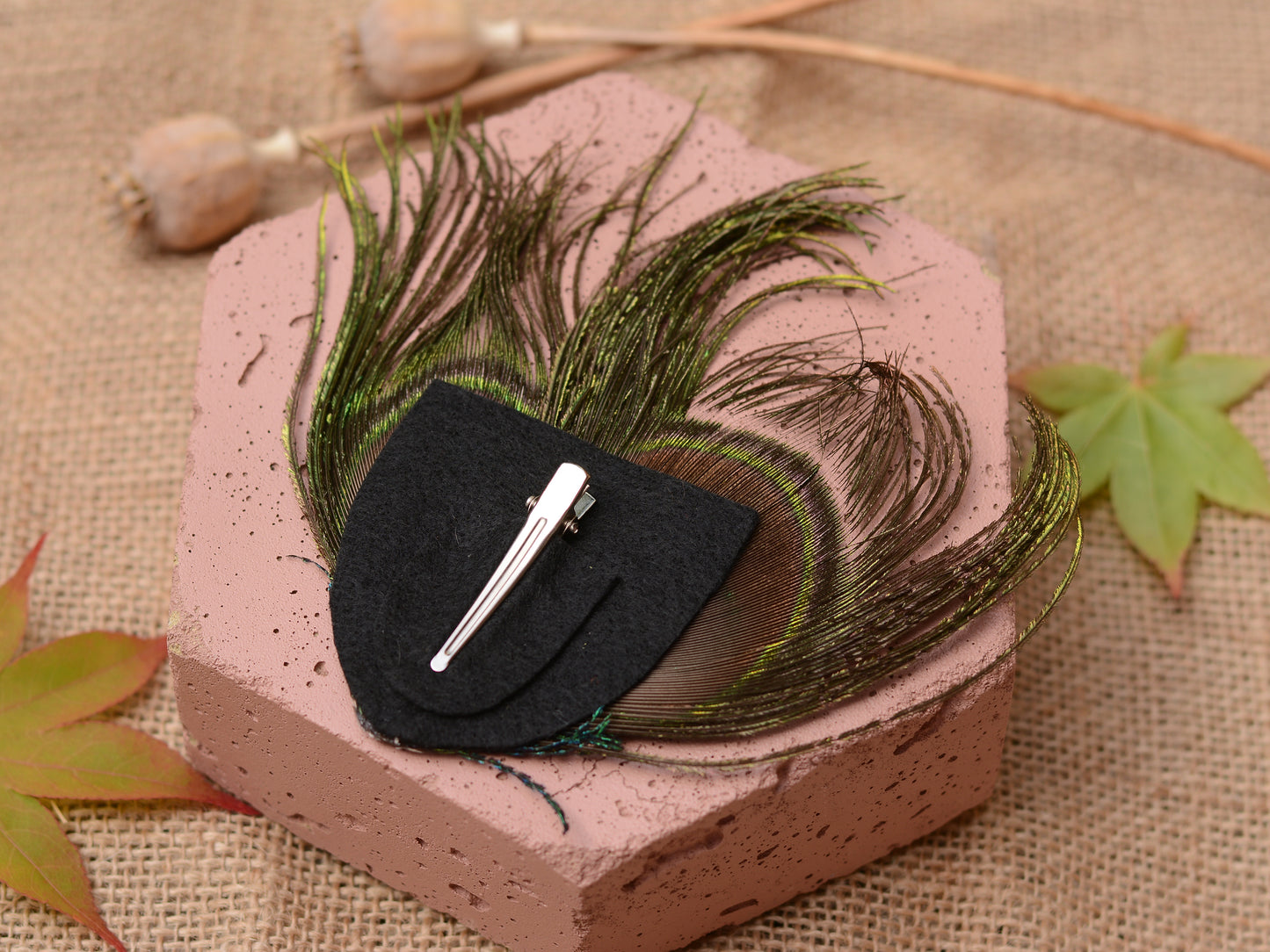 Peacock Feather Hair Clip No.091