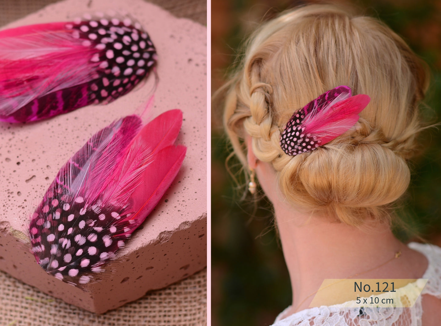 Pink Feather Hair Clips