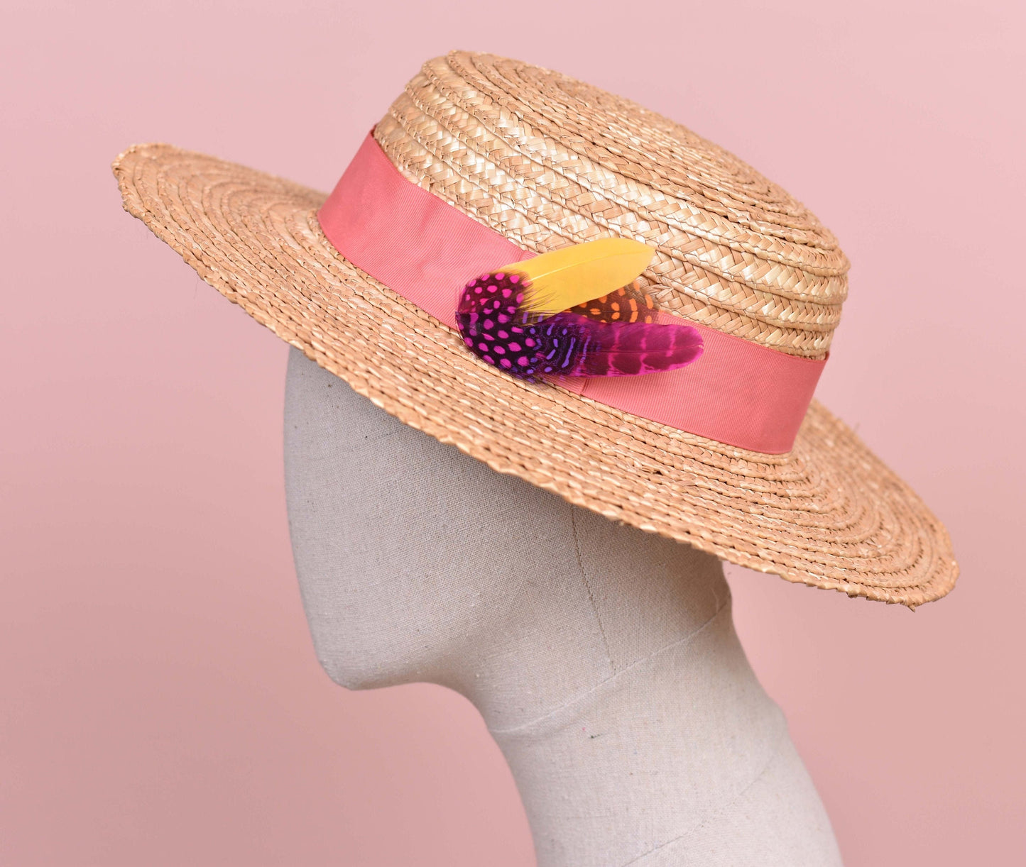 Pink, Yellow and Orange Feather Hat Pin Small No.84