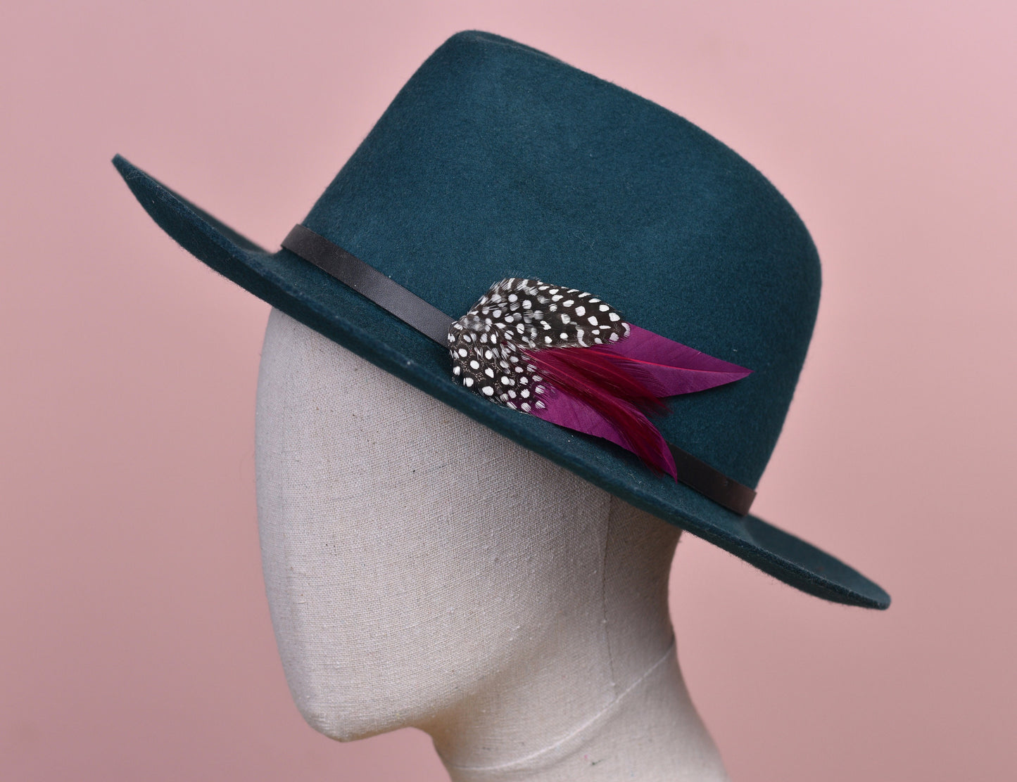 Plum Purple Feather Lapel Pin with Spotted Guinea Fowl Feathers | Feather Boutonniere | Feather Brooch | Feather Hat Pin | Plum Lapel Pin