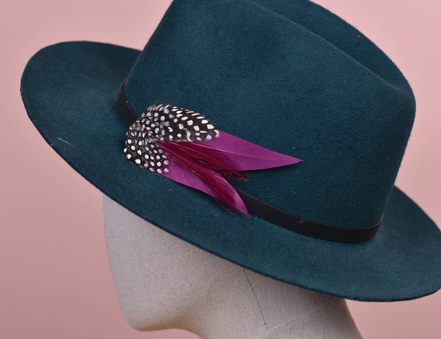 Plum Purple Feather Lapel Pin with Spotted Guinea Fowl Feathers | Feather Boutonniere | Feather Brooch | Feather Hat Pin | Plum Lapel Pin