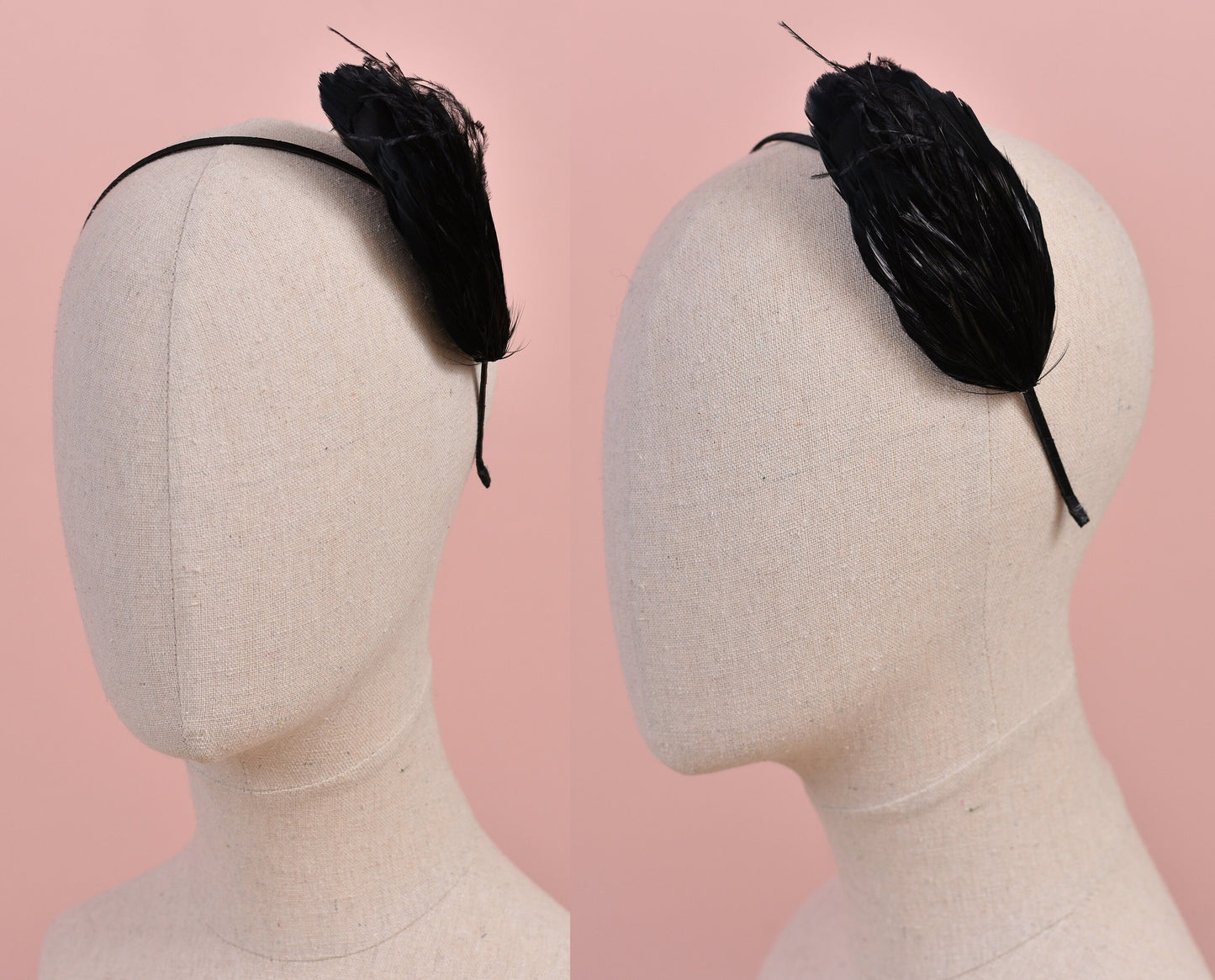 Side Perching Feather Fascinator Headband in Teal, Navy Blue, Plum, Red or Black | Feather Headpiece | Feather Fascinator