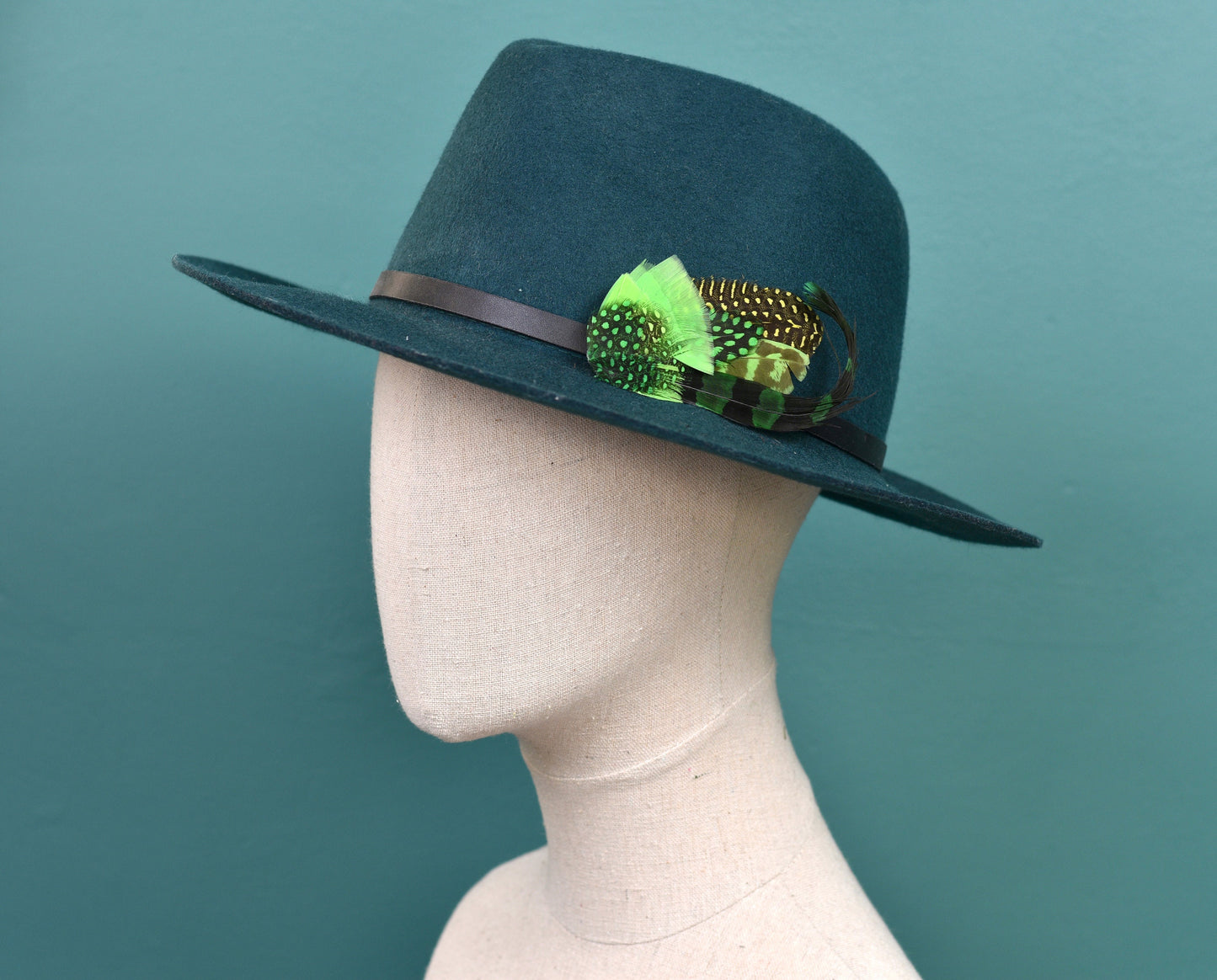 Shades of Green Dyed Feather Hat Pin Small no.163 | Pheasant Feather Boutonniere | Feather Brooch | Feather Hat Pin