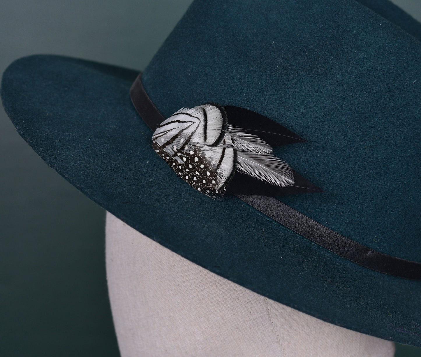 Monochrome Feather Hat Pin / Lapel Pin | Feather Boutonniere | Pheasant Feather Brooch