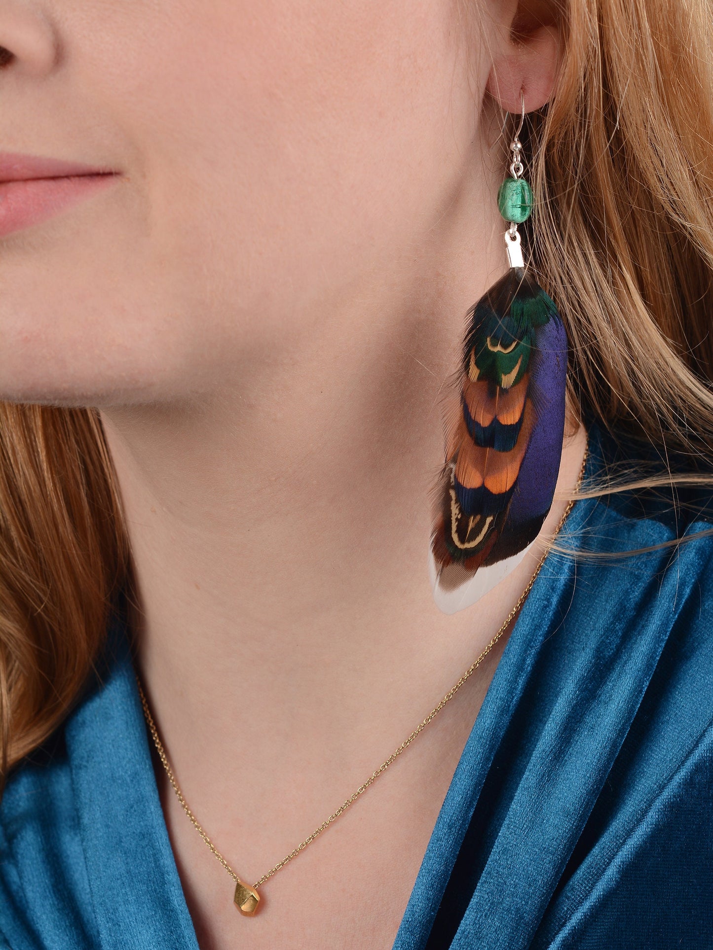 Blue and Turquoise Duck and Pheasant Feather Earrings | Pheasant Feather Earrings | Festival Earrings | Feather Jewellery | Drop Earrings