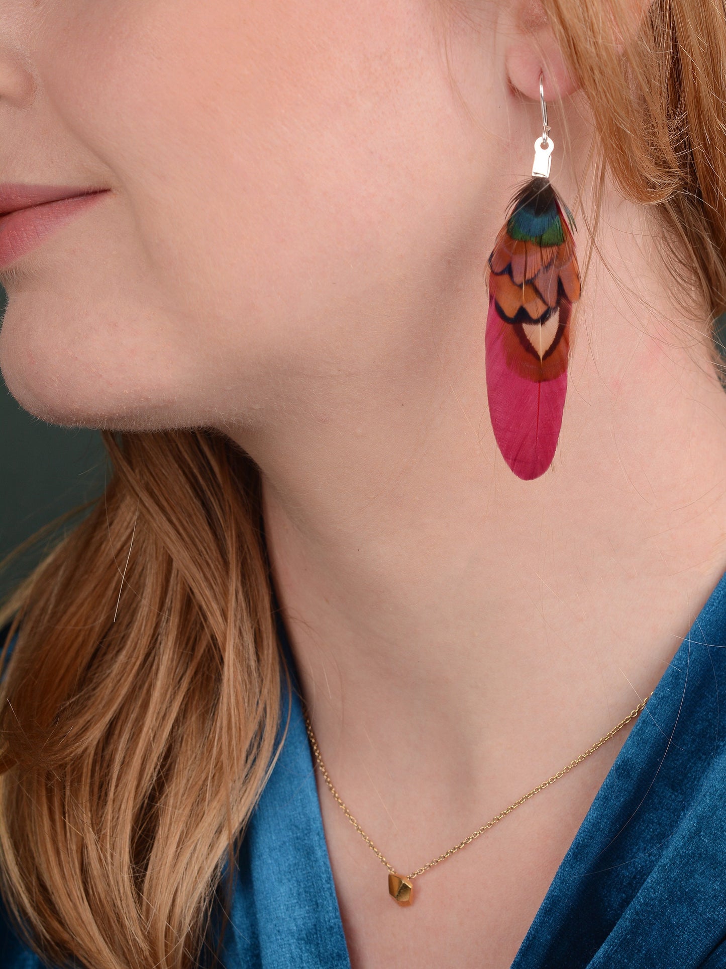 Burgundy and Pheasant Feather Earrings Small | Pheasant Feather Earrings | Festival Earrings | Feather Jewellery | Festival Jewellery