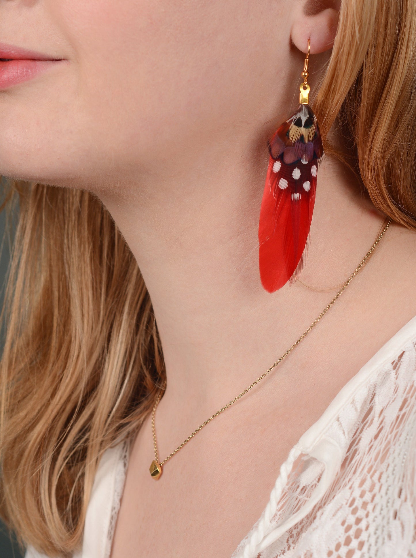 Red Pheasant Feather Earrings | Festival Earrings | Feather Jewellery | Festival Jewellery | Drop Earrings