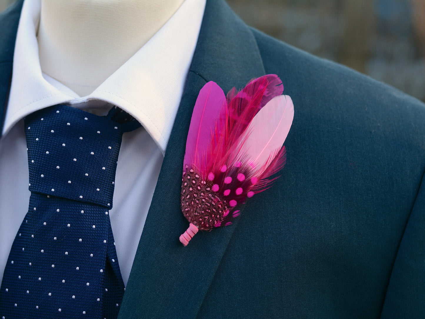 Fuchsia Pink Feather Pin | Feather Boutonniere | Feather Brooch | Feather Hat Pin