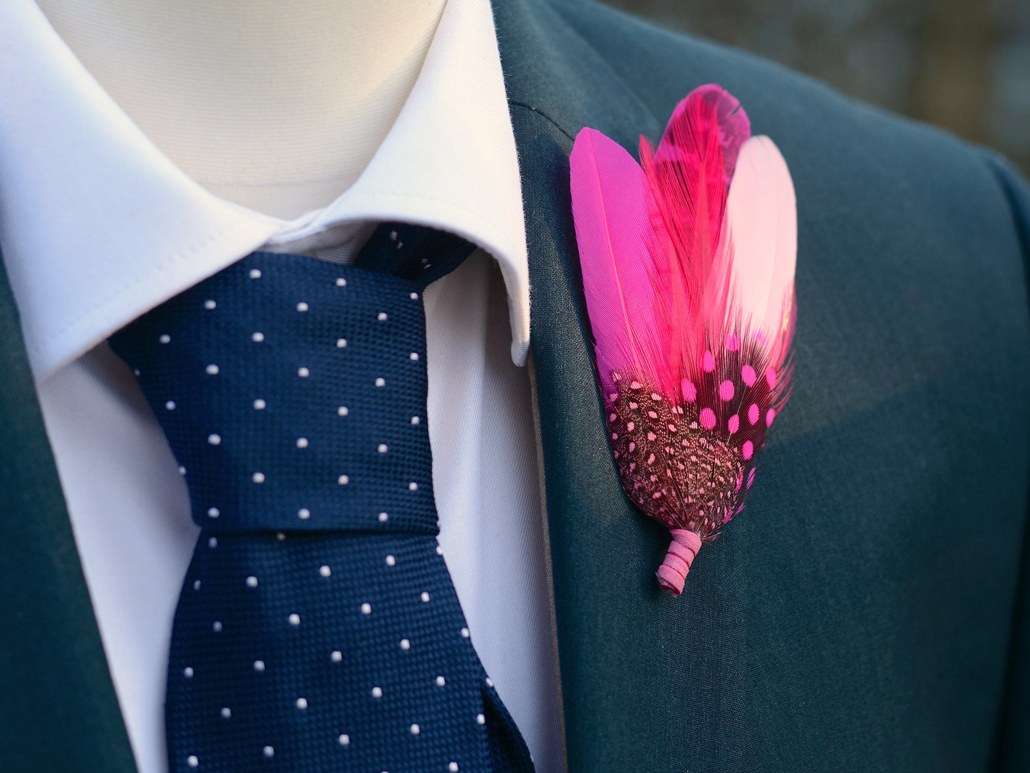 Fuchsia Pink Feather Pin | Feather Boutonniere | Feather Brooch | Feather Hat Pin
