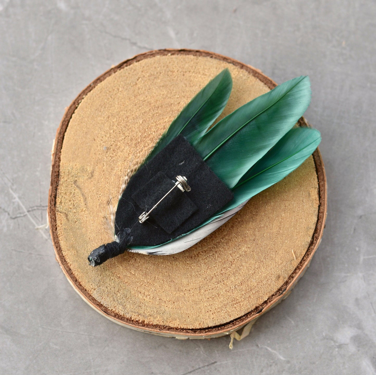 Bottle Green Duck Feather Pin | Duck Feather Boutonniere | Pheasant Feather Brooch | Feather Hat Pin