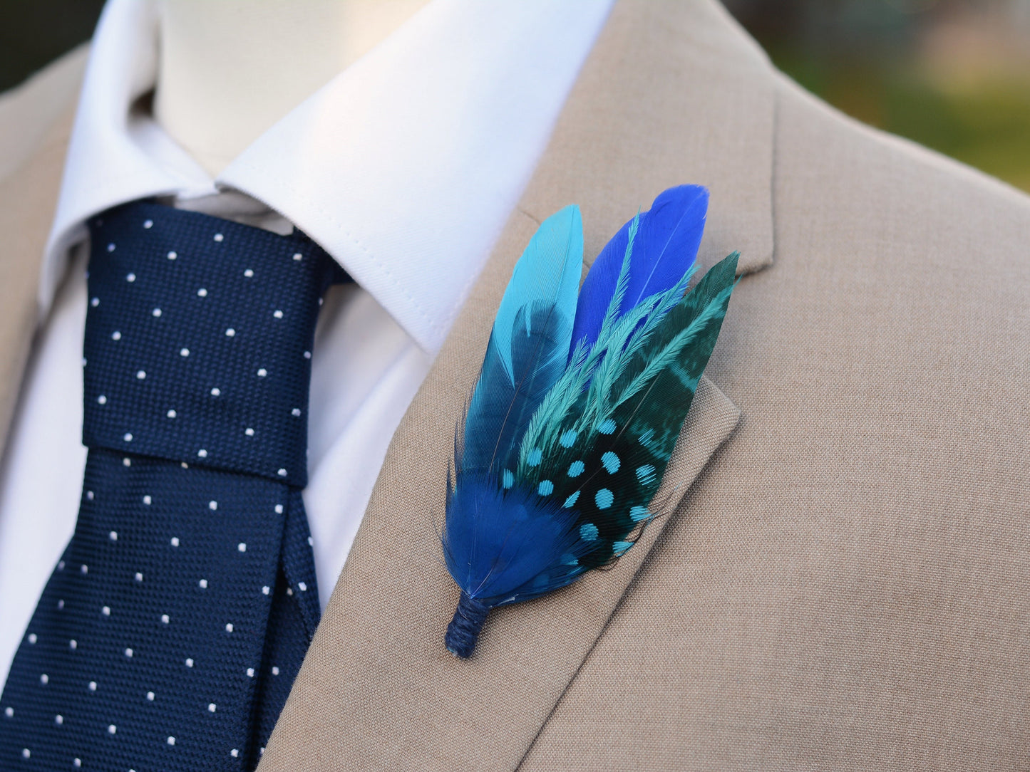 Ombre Blue Feather Boutonniere Hat Pin | Pheasant Feather Pin | Feather Brooch | Feather Hat Pin