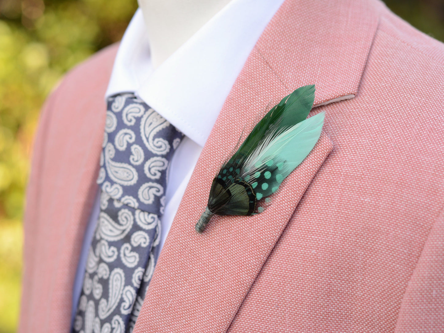 Shades of Green Feather Pin | Duck Feather Boutonniere | Pheasant Feather Brooch | Feather Hat Pin