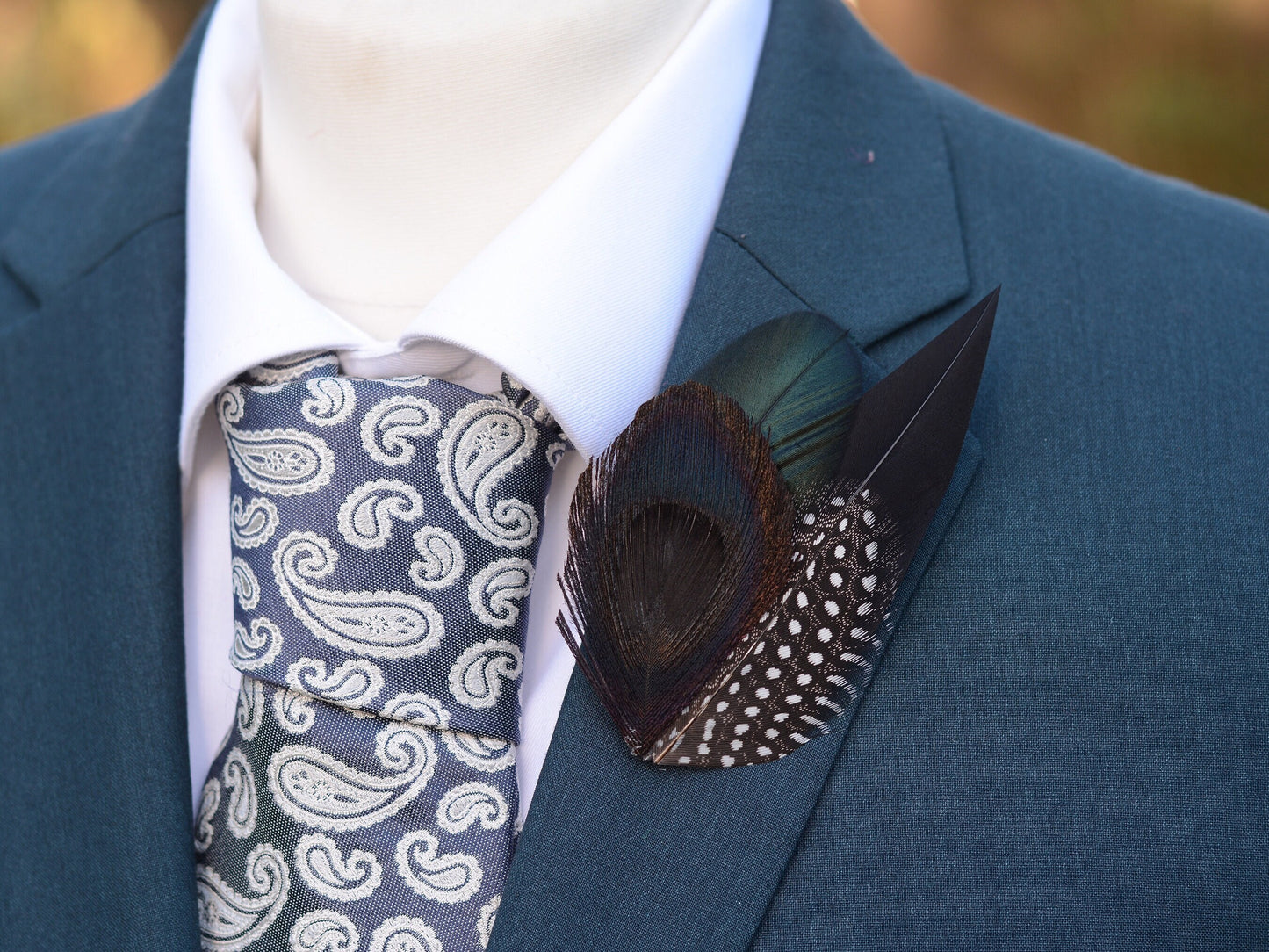 Black Peacock Eye Feather Lapel Pin | Feather Boutonniere | Pheasant Feather Brooch | Feather Hat Pin