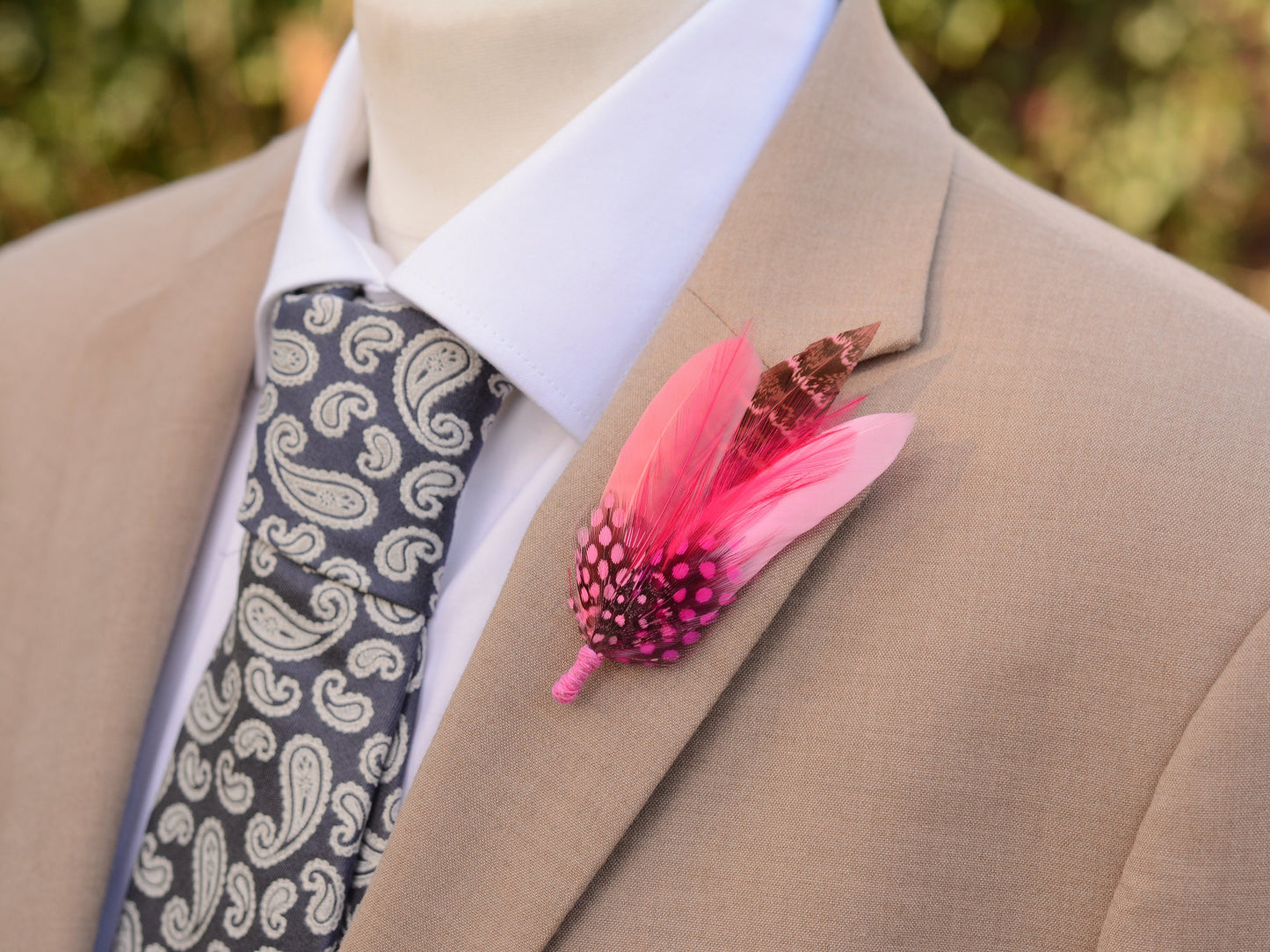 Feather Brooch Corsage in Pastel Pink and Coral | Pink Feather Boutonniere | Pink Feather Hat Pin